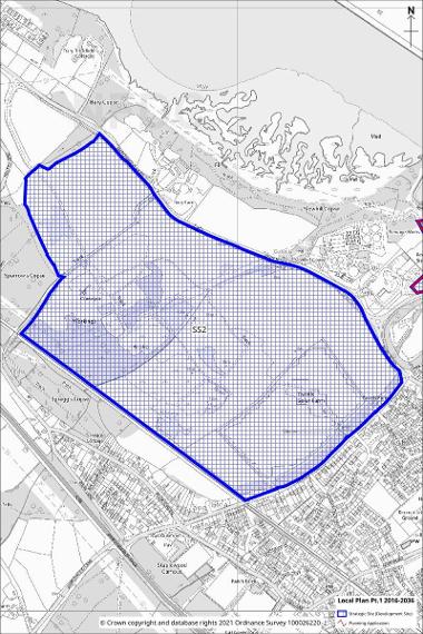 Map showing area of Strategic Site 2: Land south of Bury Road, Marchwood map