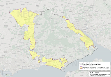 Figure 1 The Plan Area in relation to New Forest District and the National Park